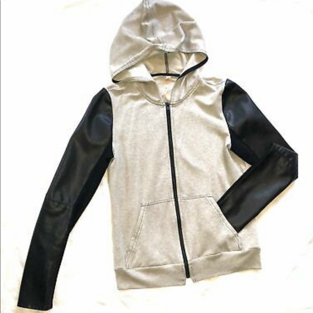 🌻 Bailey 44 women zip hoodie faux leather sleeve